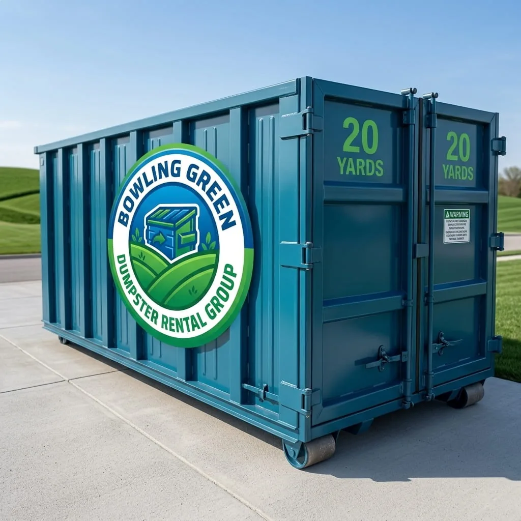 Row of roll-off dumpsters in different sizes