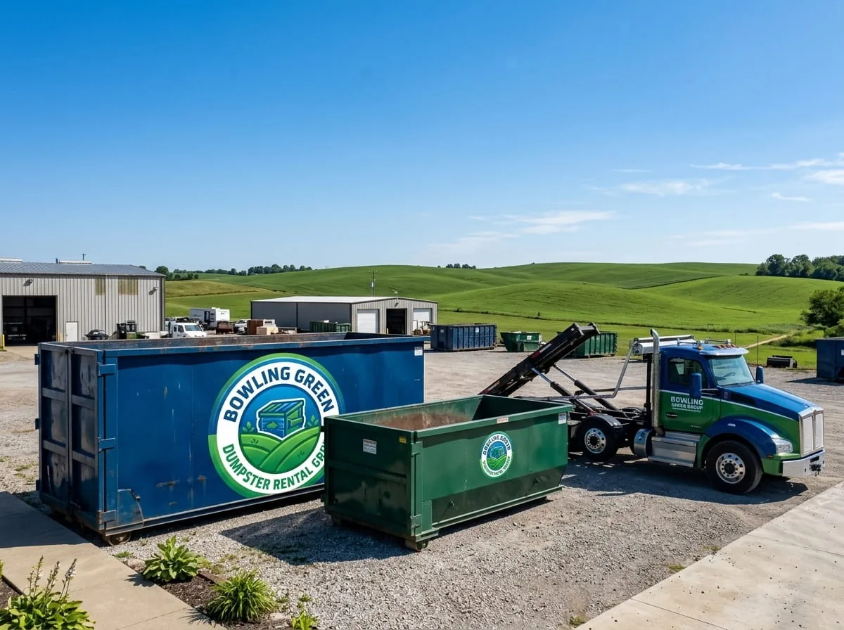 Residential roll-off dumpster in an Bowling Green driveway
