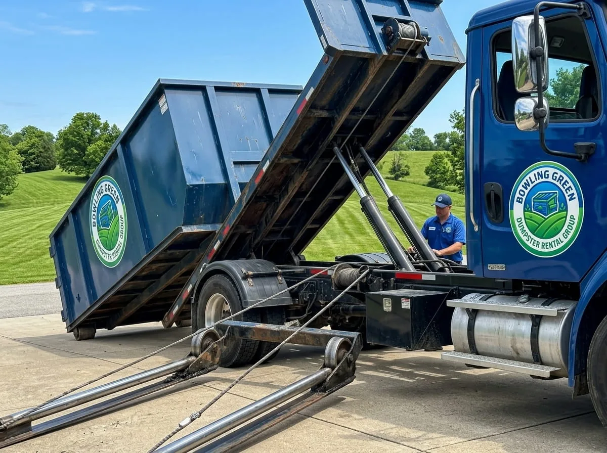 Roll-off dumpster set down quickly on an Bowling Green property